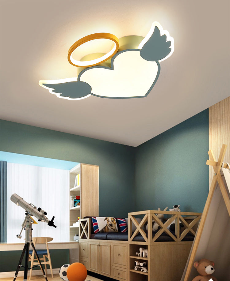 Kids Heart Flush Mount Metal Nordic Ceiling Light Fixture for Children's Room