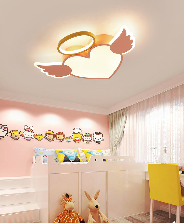 Kids Heart Flush Mount Metal Nordic Ceiling Light Fixture for Children's Room