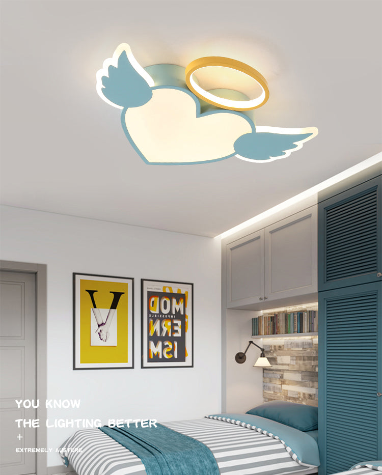 Kids Heart Flush Mount Metal Nordic Ceiling Light Fixture for Children's Room