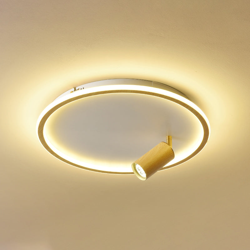 1 Spotlight Minimalism Circle Flush Mount Ceiling Light Aluminum Bedroom Flush Light