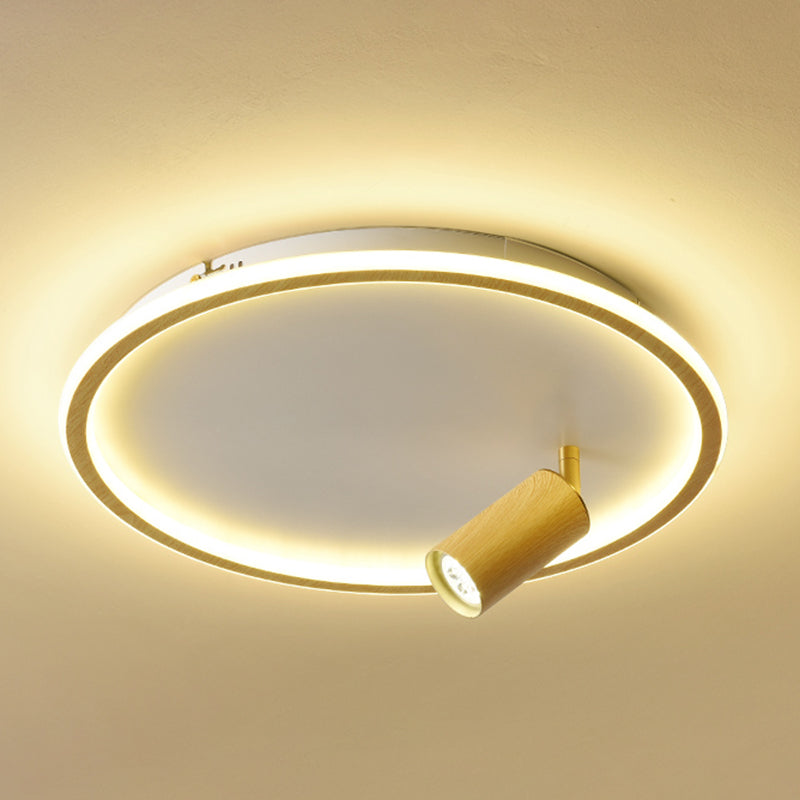 1 Spotlight Minimalism Circle Flush Mount Ceiling Light Aluminum Bedroom Flush Light