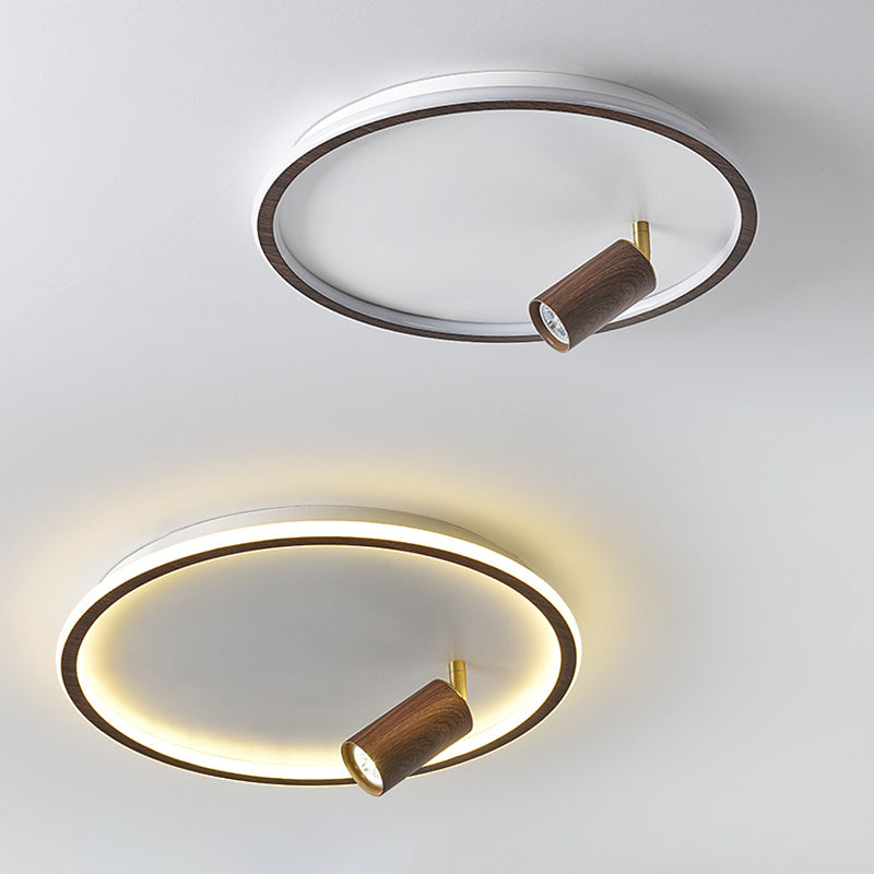 1 Spotlight Minimalism Circle Flush Mount Ceiling Light Aluminum Bedroom Flush Light