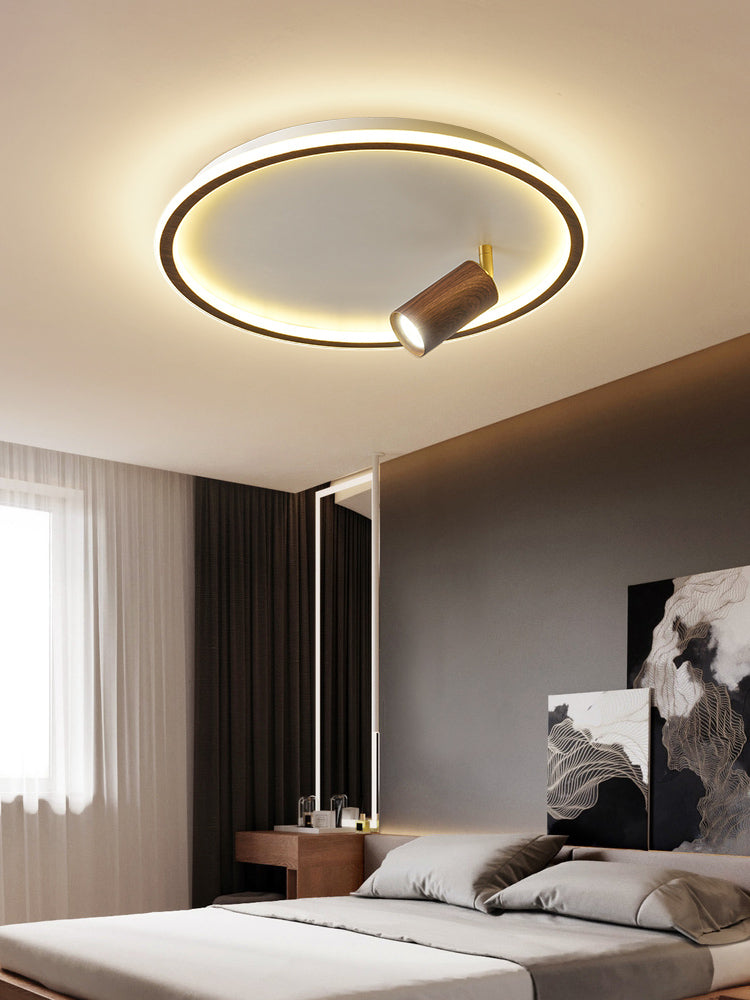 1 Spotlight Minimalism Circle Flush Mount Ceiling Light Aluminum Bedroom Flush Light