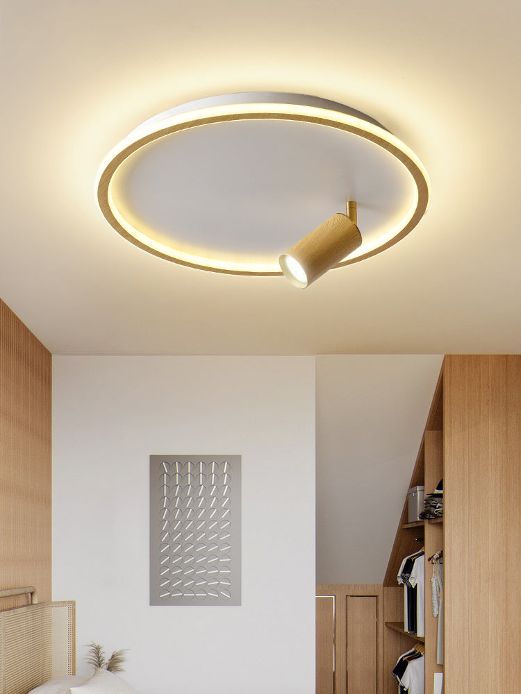 1 Spotlight Minimalism Circle Flush Mount Ceiling Light Aluminum Bedroom Flush Light