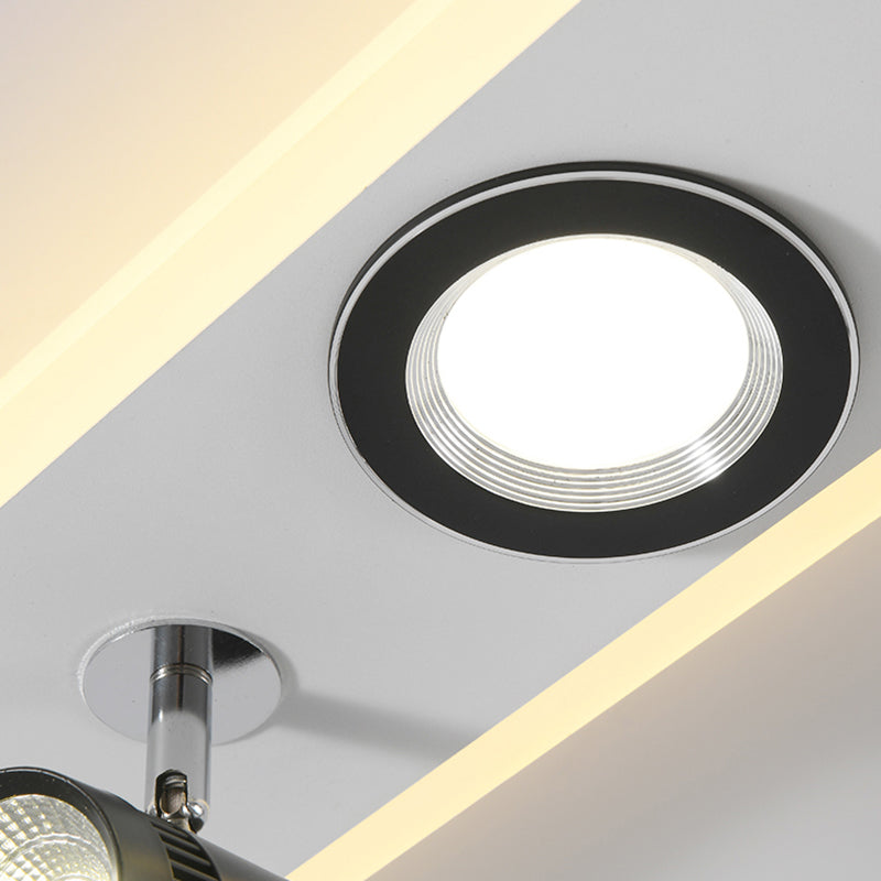 Ultradünne, quadratische, moderne LED-Deckenleuchte für die Unterputzmontage aus Metall für den Flur