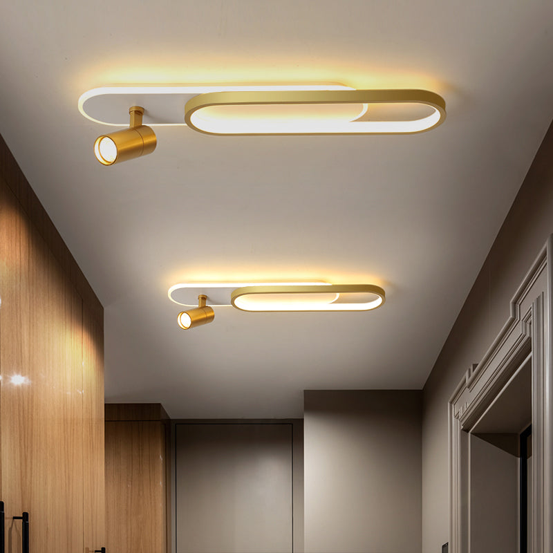 Moderne, lineare, ultradünne Deckenleuchte aus Metall für die Unterputzmontage im Flur