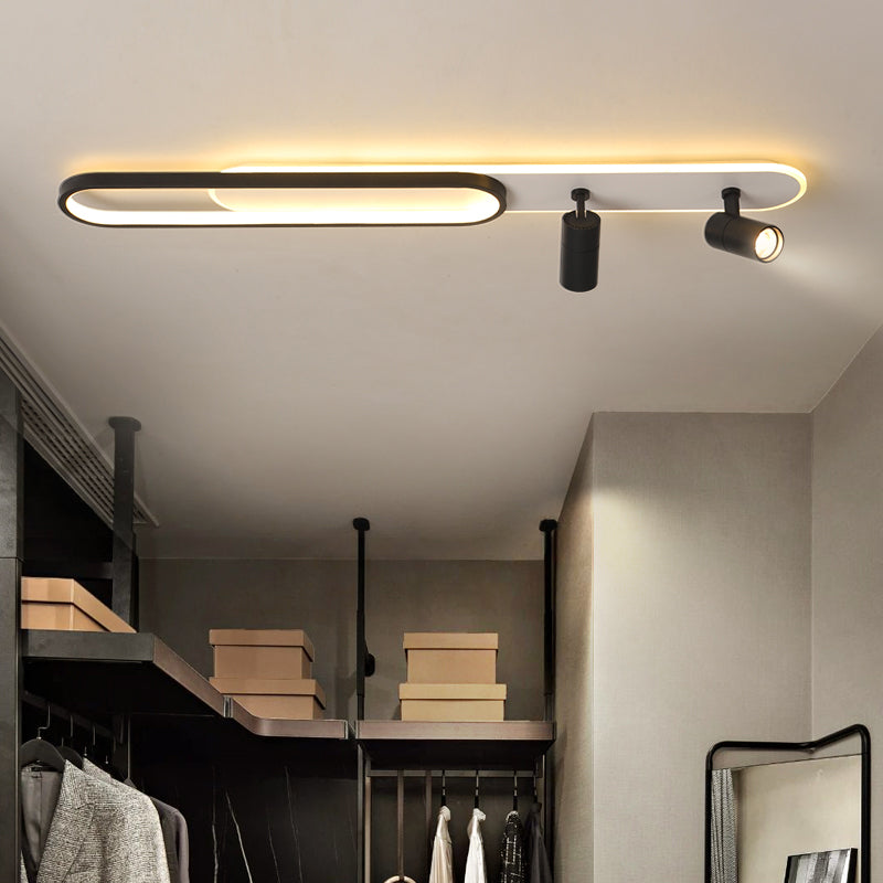 Moderne, lineare, ultradünne Deckenleuchte aus Metall für die Unterputzmontage im Flur