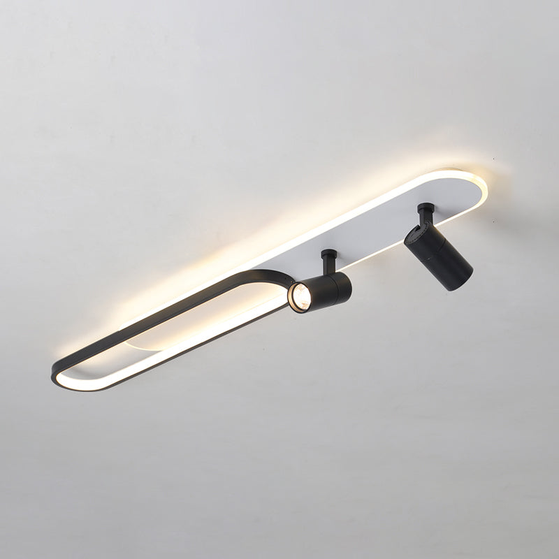 Moderne, lineare, ultradünne Deckenleuchte aus Metall für die Unterputzmontage im Flur