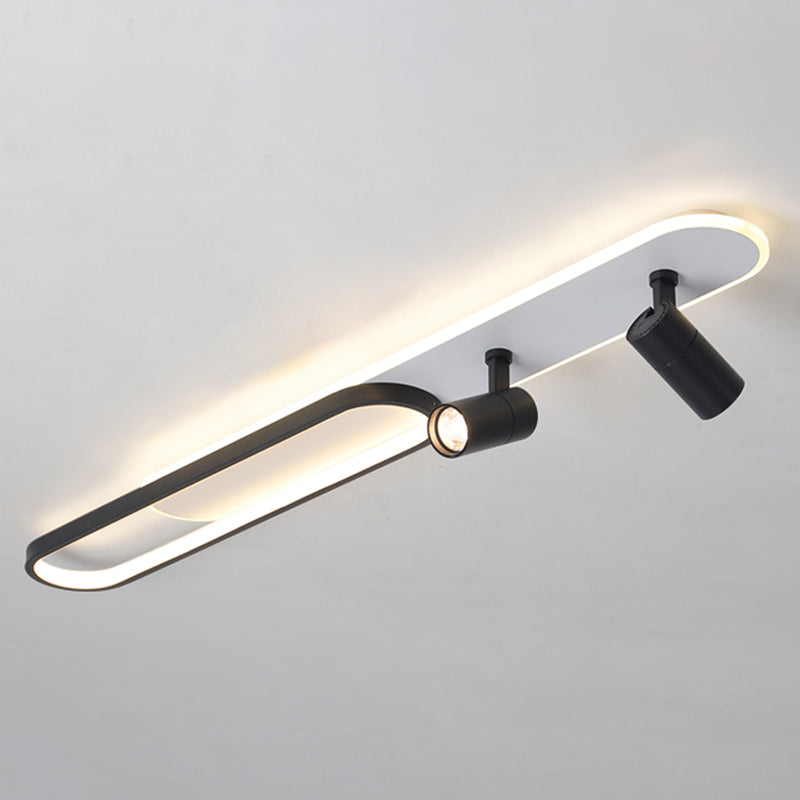 Moderne, lineare, ultradünne Deckenleuchte aus Metall für die Unterputzmontage im Flur