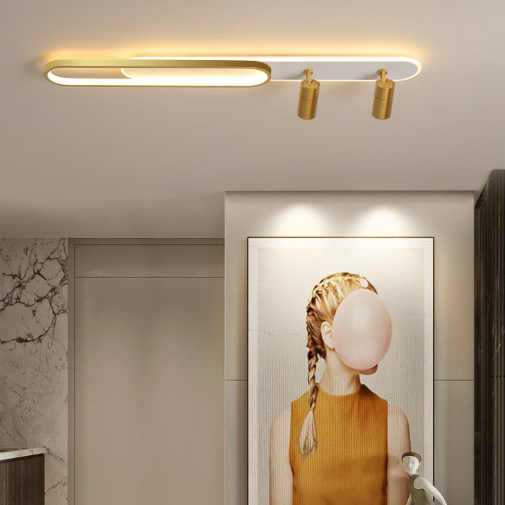 Moderne, lineare, ultradünne Deckenleuchte aus Metall für die Unterputzmontage im Flur