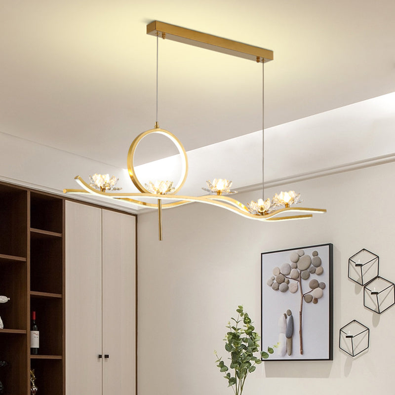 Metal Gold suspendu suspension des lampes suspendues linéaires contemporaines pour salle à manger