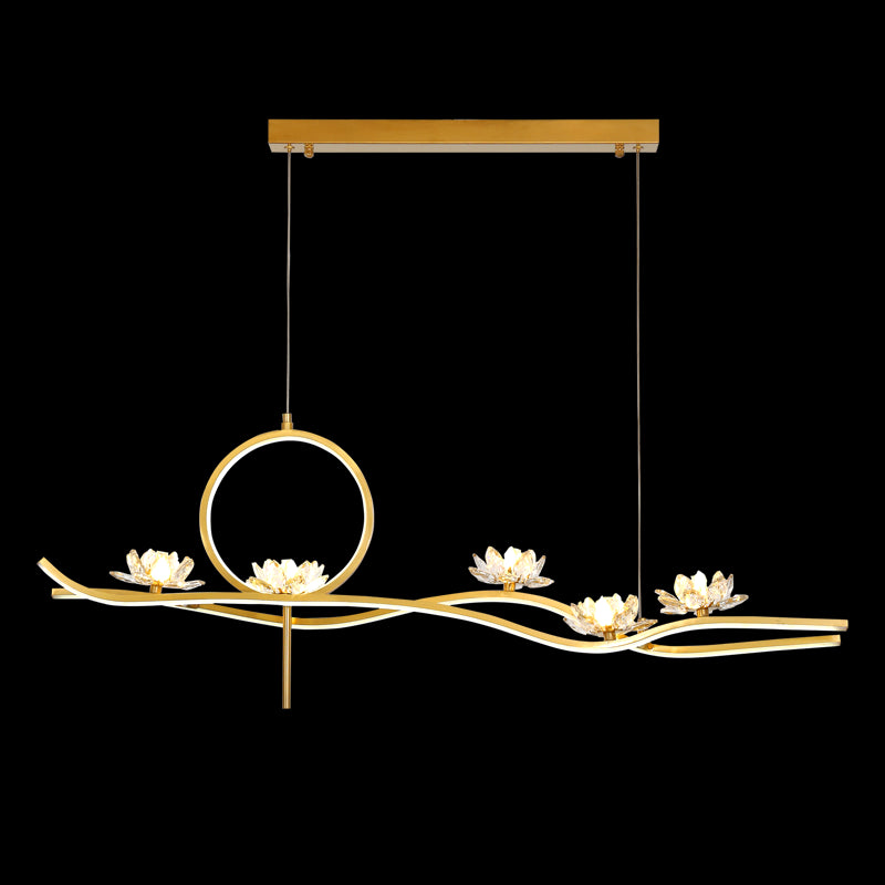 Luces colgantes colgantes de metal dorado lámparas colgantes lineales contemporáneas para comedor