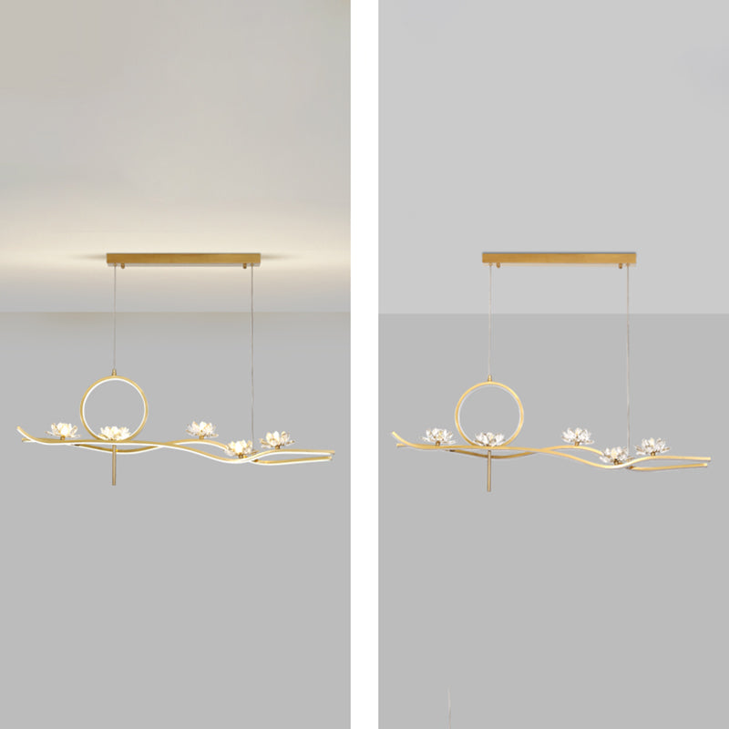 Luces colgantes colgantes de metal dorado lámparas colgantes lineales contemporáneas para comedor