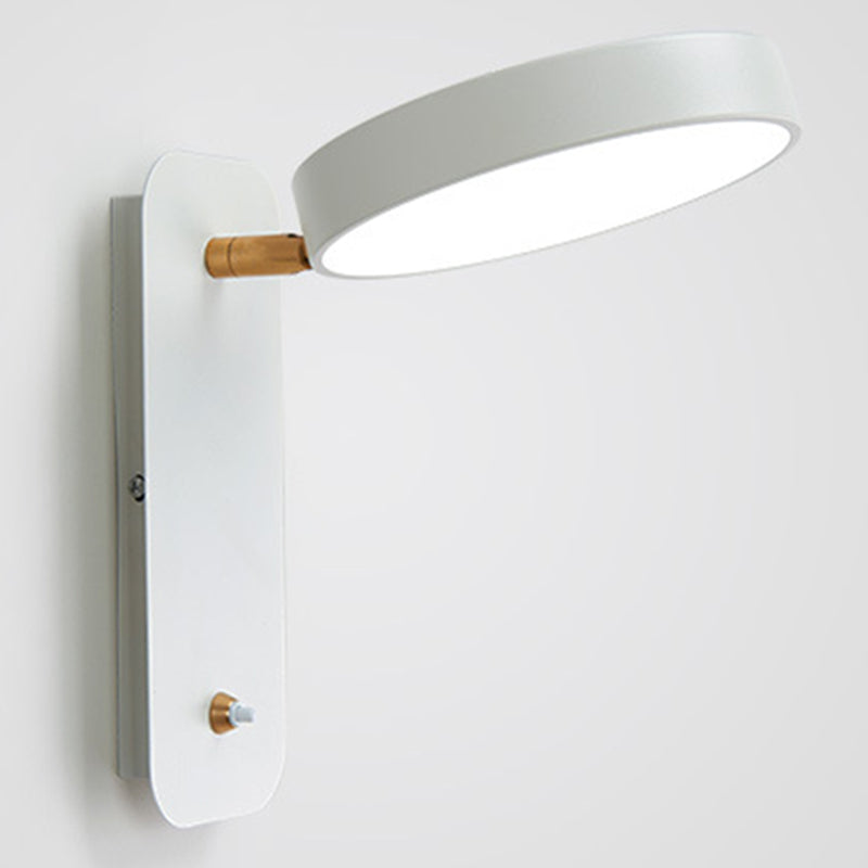 Modern Nordic LED Macaron Wall Lamp Wrought Iron Circular Wall Sconce with Acrylic Shade