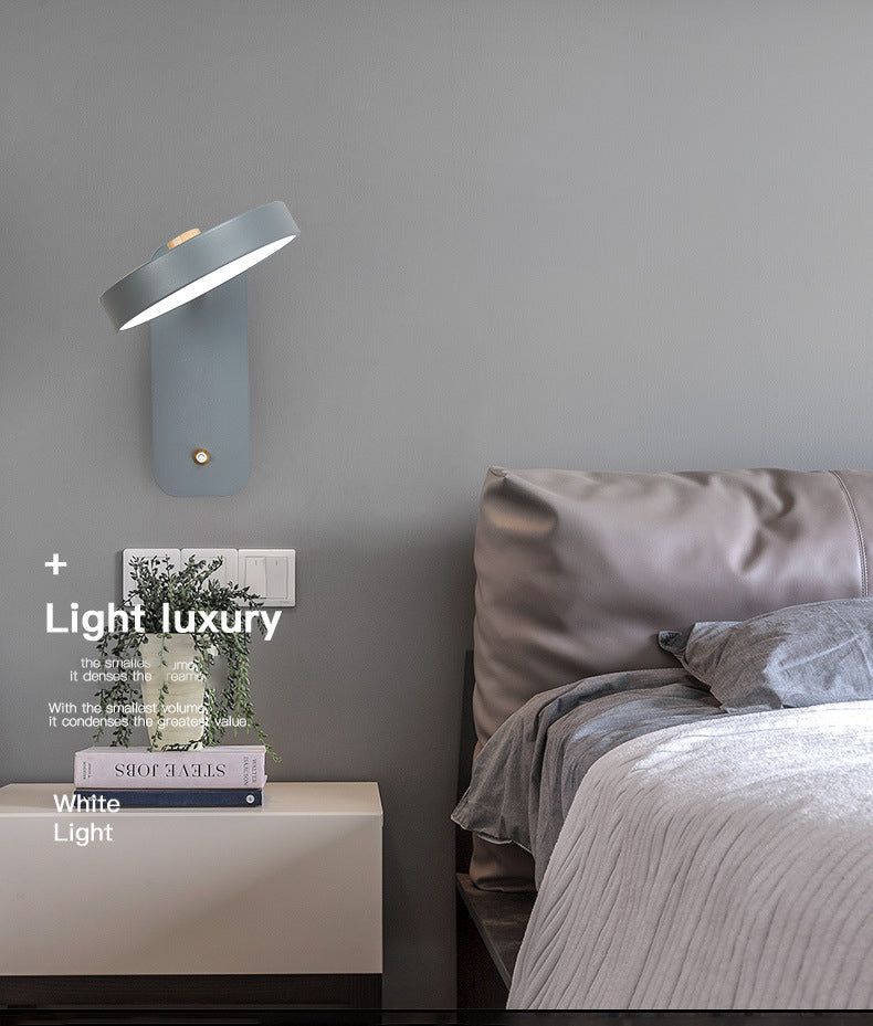 Modern Nordic LED Macaron Wall Lamp Wrought Iron Circular Wall Sconce with Acrylic Shade