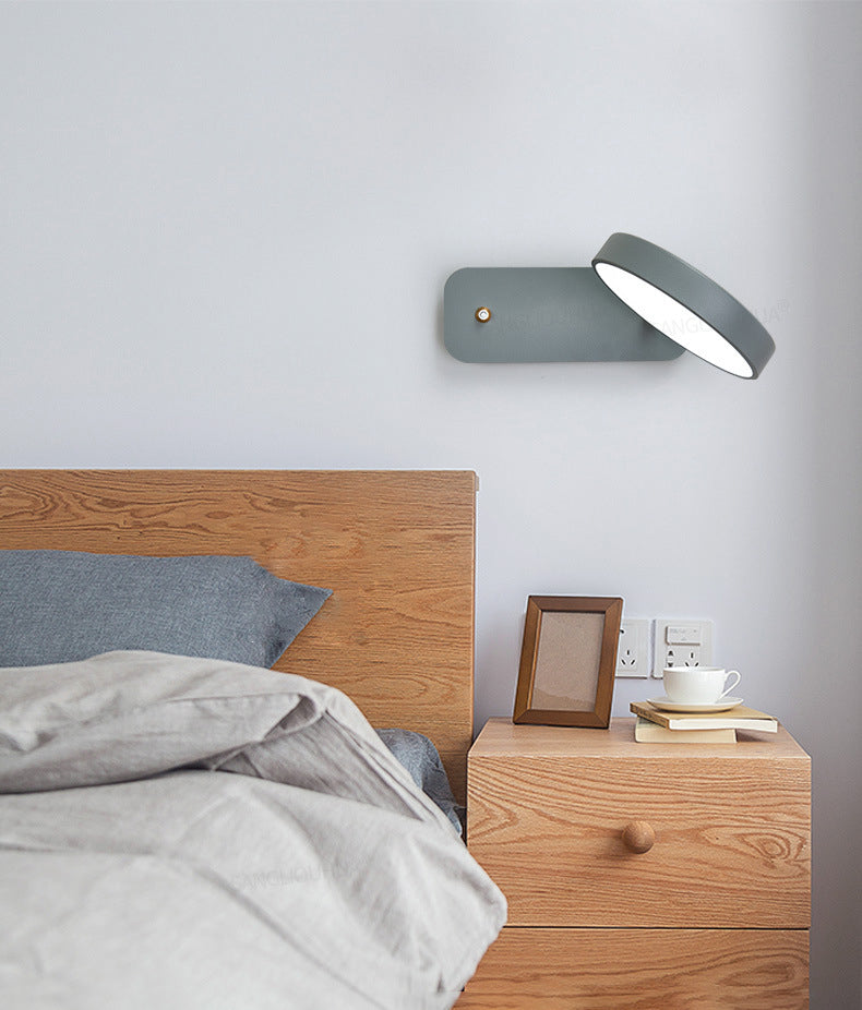 Modern Nordic LED Macaron Wall Lamp Wrought Iron Circular Wall Sconce with Acrylic Shade