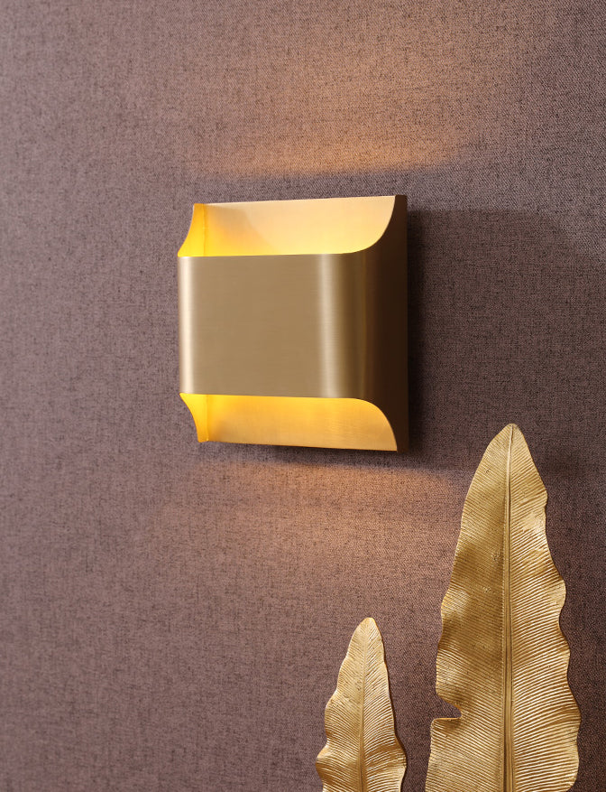 Rectangular Brass Sconces Wall Lights Modern Style 1-Light Wall Sconce Light Fixtures