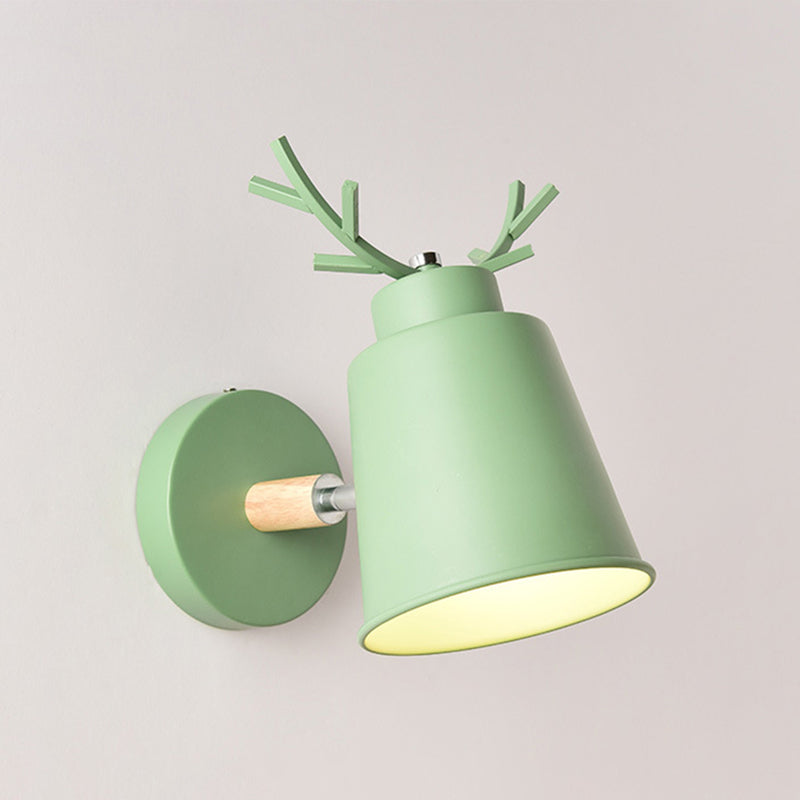 1-Light Unique Shade Wall Sconce Modren Nordic Macarons Style Metal Wall Lighting in White and Green