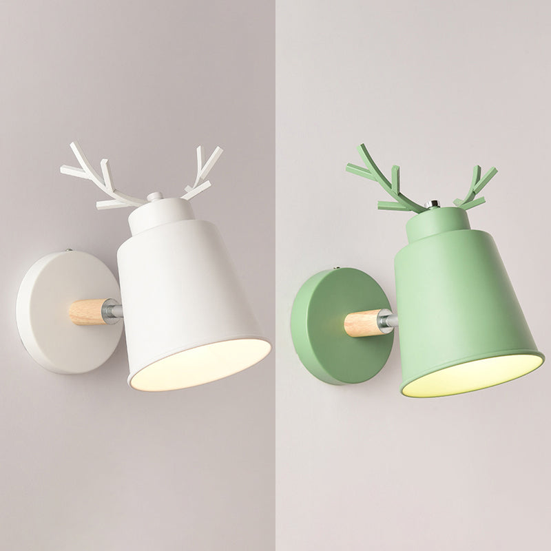 1-Light Unique Shade Wall Sconce Modren Nordic Macarons Style Metal Wall Lighting in White and Green