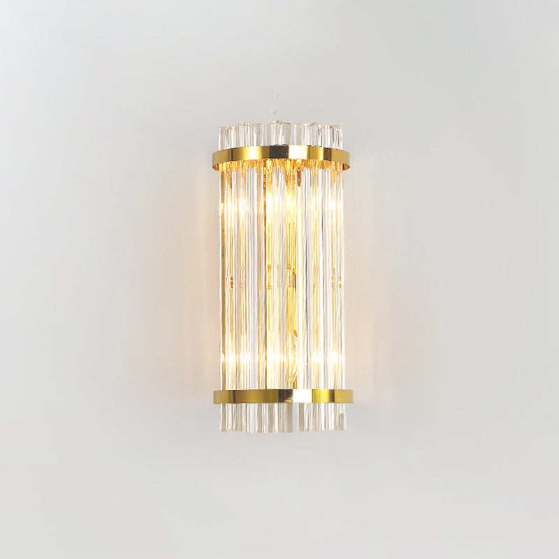 Modern Simple Style Geometric Shade Wall Sconce Metal and Glass 2 Lights Sconces in Gold Finish