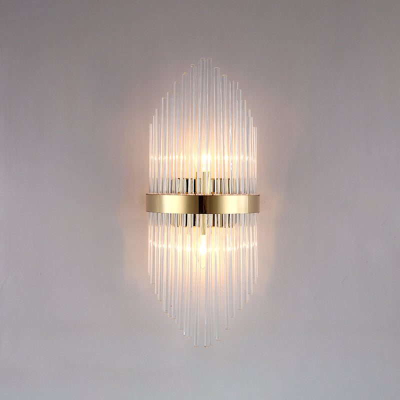 Modern Simple Style Geometric Shade Wall Sconce Metal and Glass 2 Lights Sconces in Gold Finish