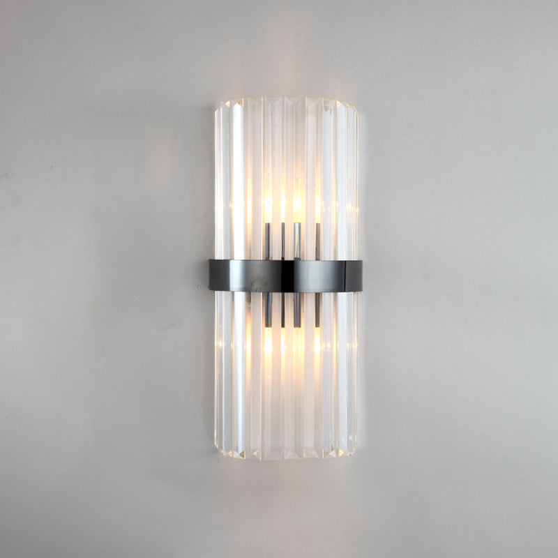 Modern Simple Style Geometric Shade Wall Sconce Metal and Glass 2 Lights Sconces in Gold Finish