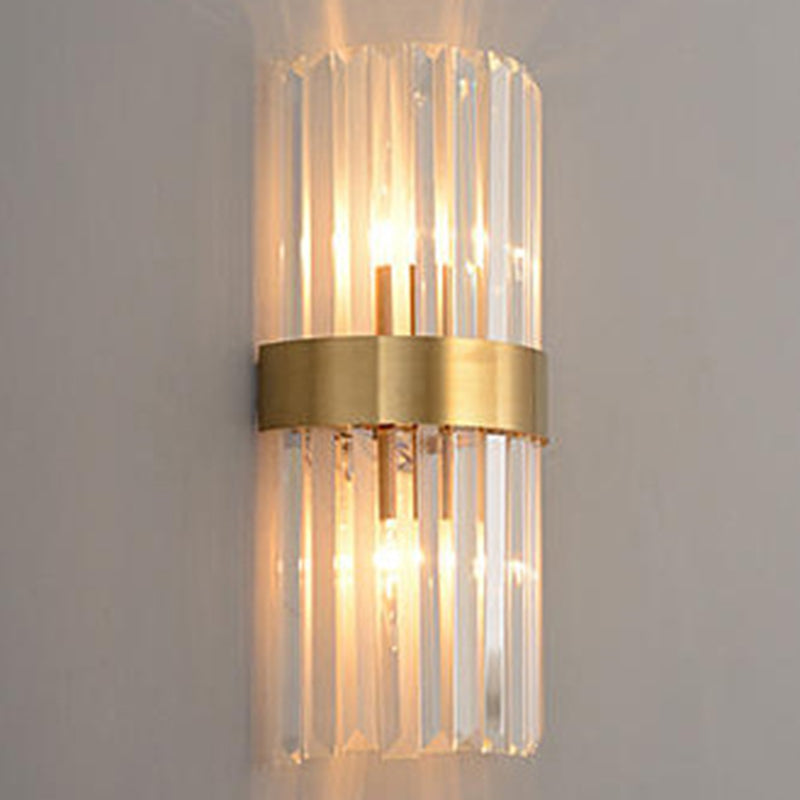 Modern Simple Style Geometric Shade Wall Sconce Metal and Glass 2 Lights Sconces in Gold Finish