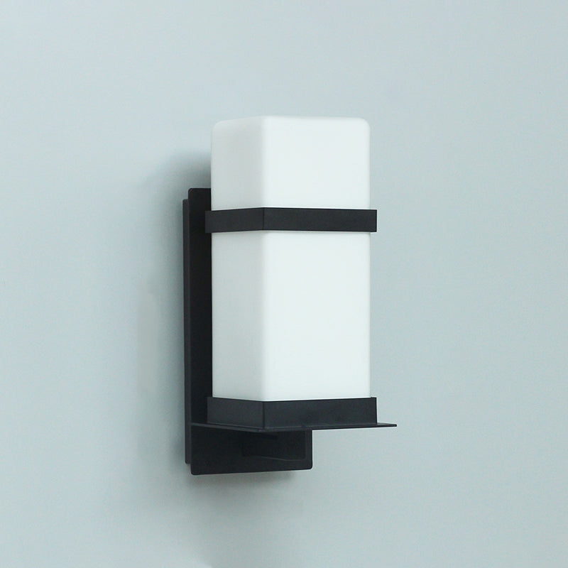 Modern Simple Style Retangular Shade Wall Sconce LED Metal 1 Light Sconces in Black Finish