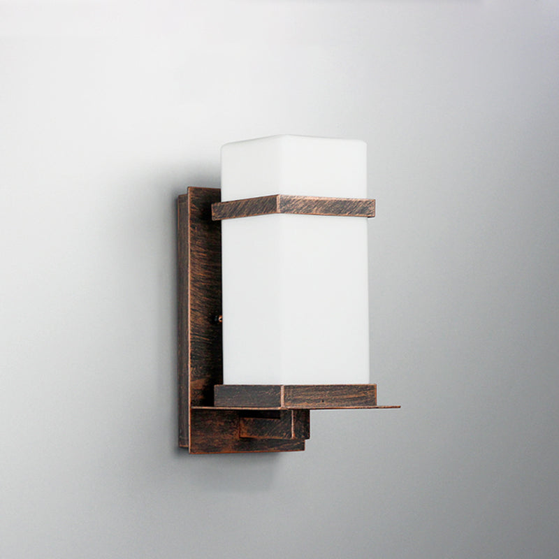 Modern Simple Style Retangular Shade Wall Sconce LED Metal 1 Light Sconces in Black Finish