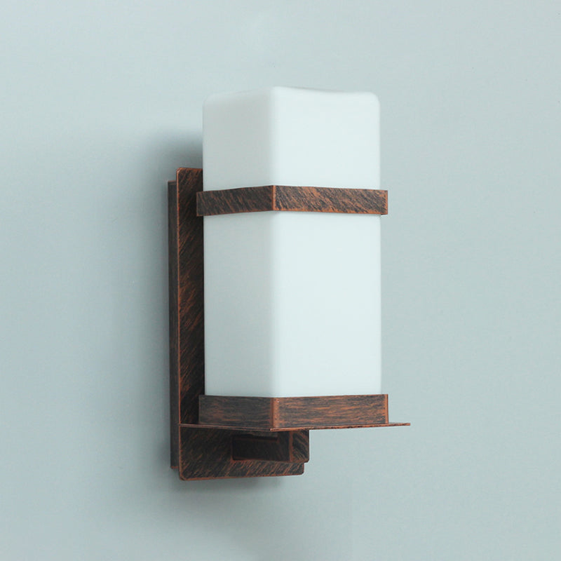 Modern Simple Style Retangular Shade Wall Sconce LED Metal 1 Light Sconces in Black Finish