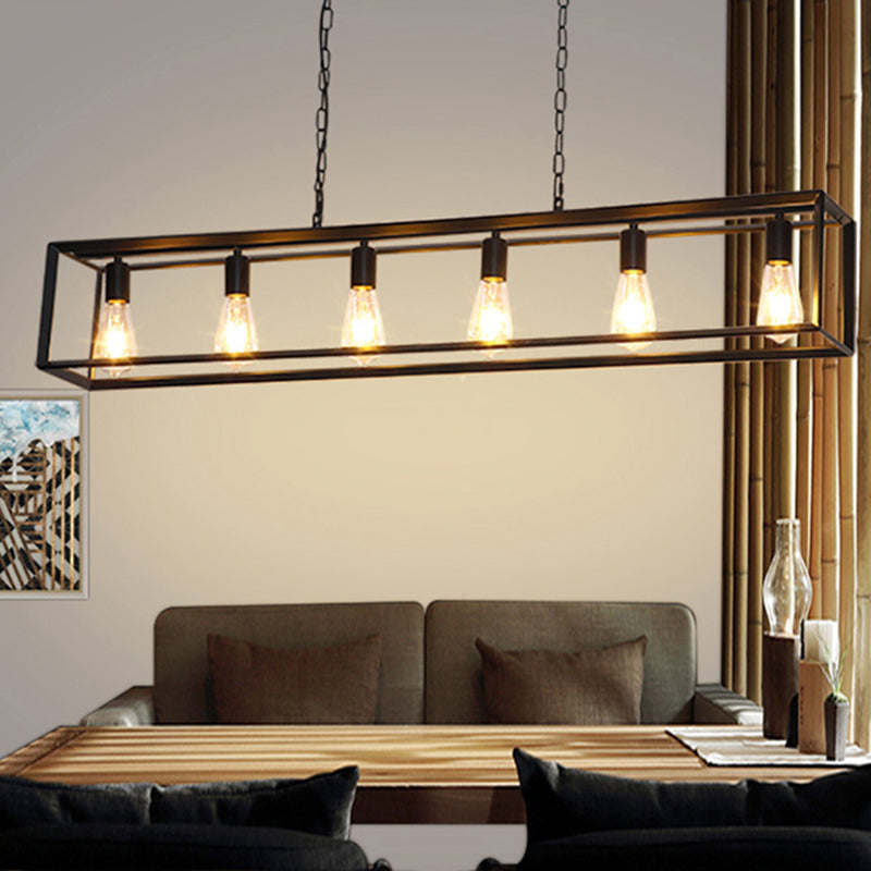 Black/Brass Rectanglengle Island Canderant Classic Metal 5/6 Bulbi Sala da pranzo Assiciare Luce a soffitto