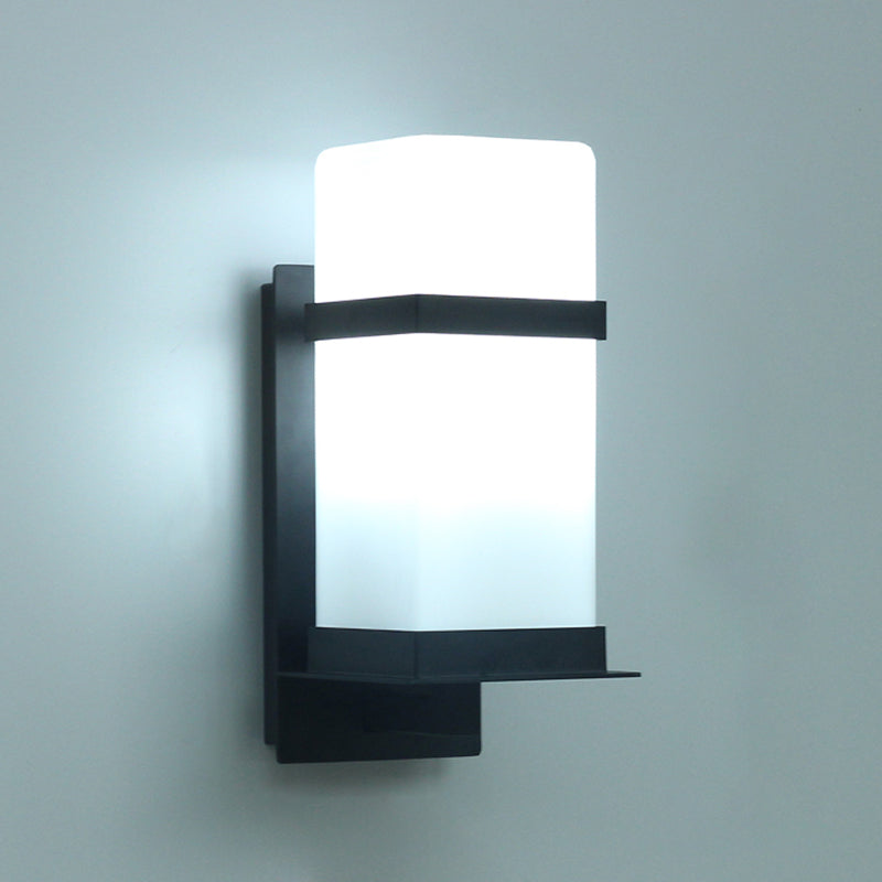 Modern Simple Style Retangular Shade Wall Sconce LED Metal 1 Light Sconces in Black Finish