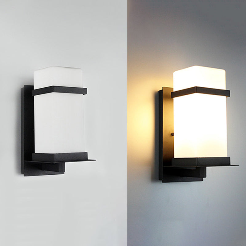 Modern Simple Style Retangular Shade Wall Sconce LED Metal 1 Light Sconces in Black Finish