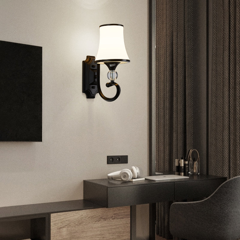1-Licht geometrische Wandleuchten moderne einfache Style-Glas-Wandbeleuchtung in Schwarz