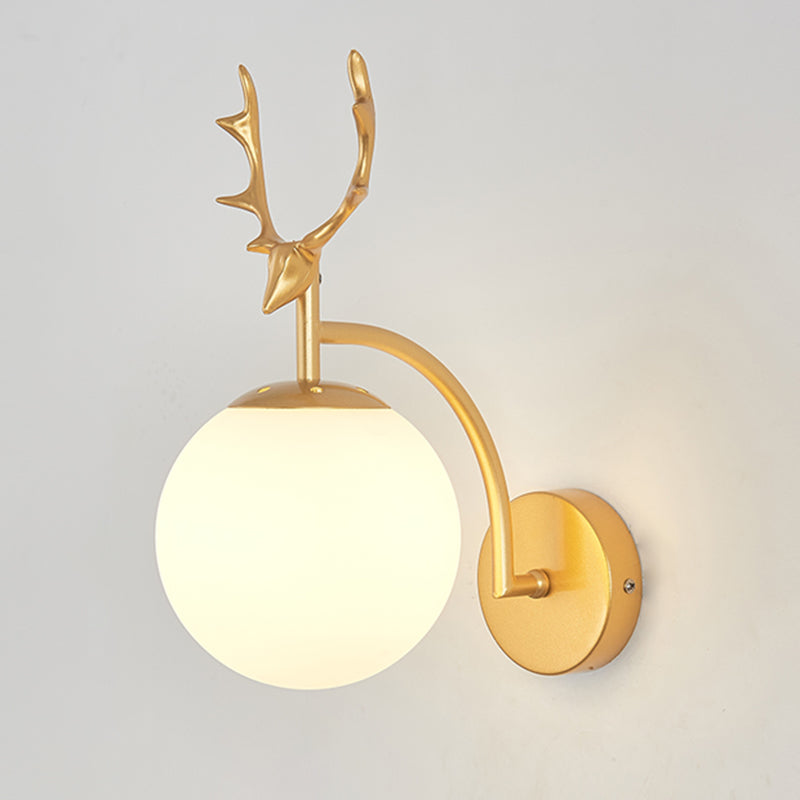 1-licht ronde wand SCONCE Moderne eenvoudige stijl glazen wandverlichting in zwart en goud