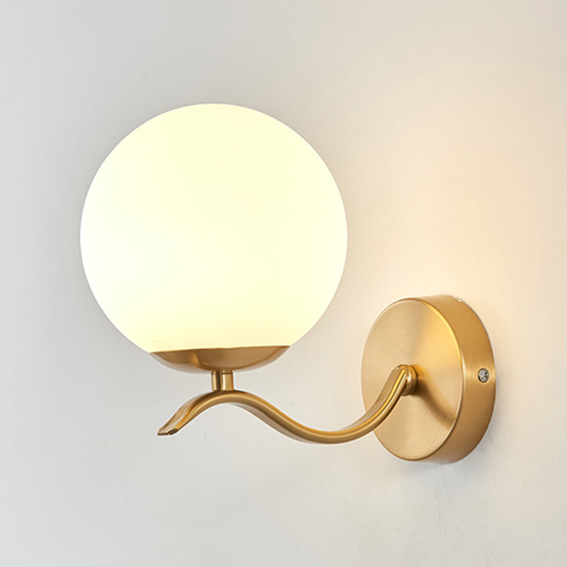 1-licht ronde wand SCONCE Moderne eenvoudige stijl glazen wandverlichting in zwart en goud