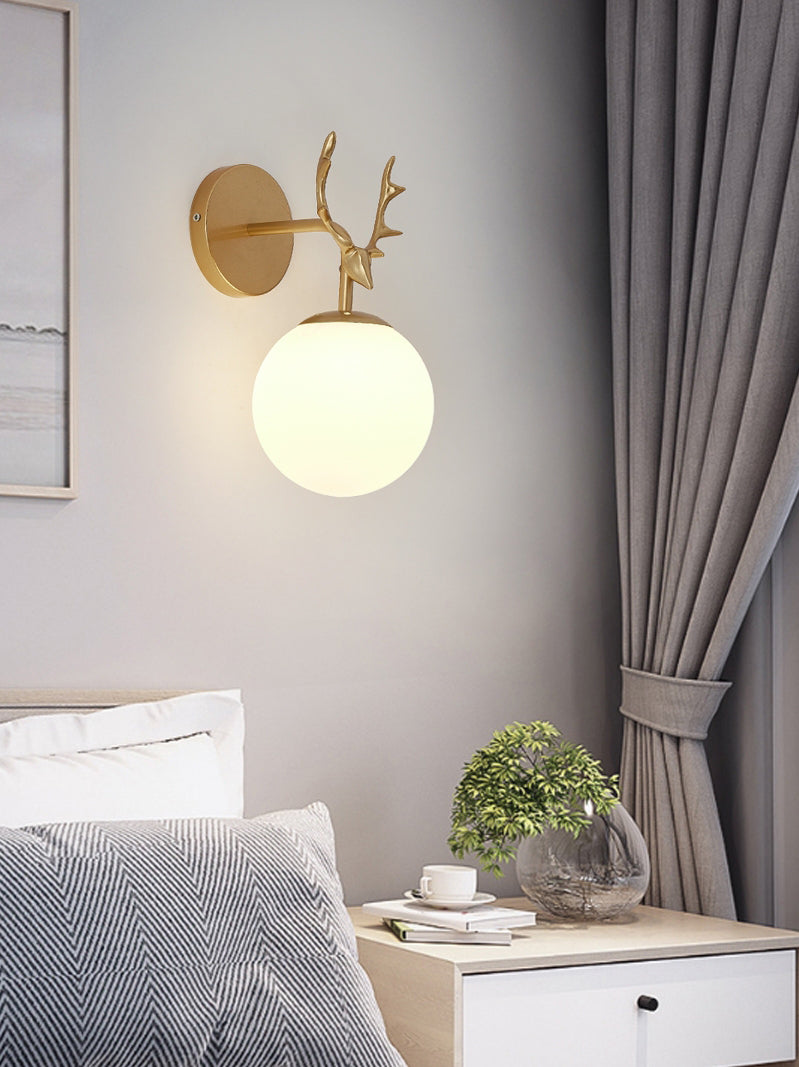 1-licht ronde wand SCONCE Moderne eenvoudige stijl glazen wandverlichting in zwart en goud