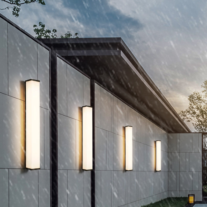 Modern Simple Style Retangular Shade Wall Sconce Metal and Glass 1 Light Sconces in Black Finish