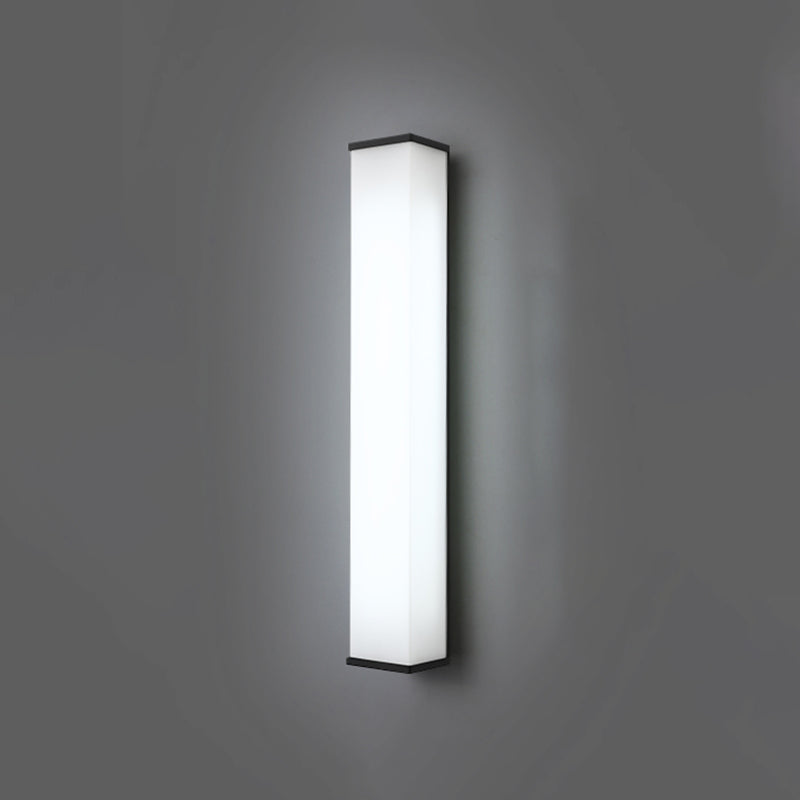 Modern Simple Style Retangular Shade Wall Sconce Metal and Glass 1 Light Sconces in Black Finish