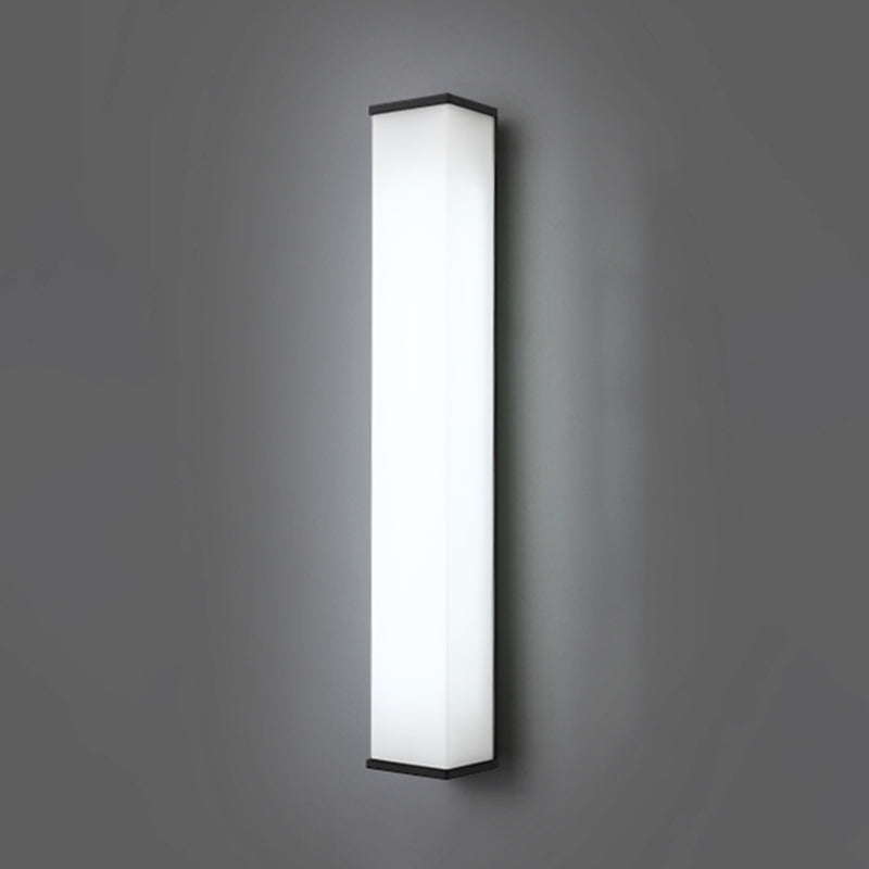 Modern Simple Style Retangular Shade Wall Sconce Metal and Glass 1 Light Sconces in Black Finish