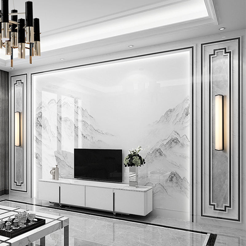 Modern Simple Style Retangular Shade Wall Sconce Metal and Glass 1 Light Sconces in Black Finish