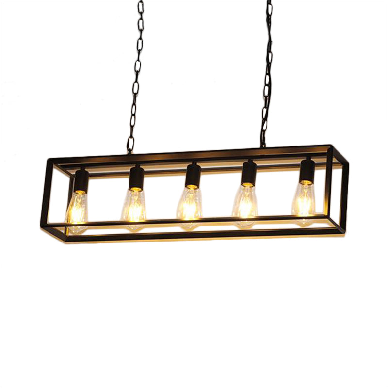Black/Brass Rectanglengle Island Canderant Classic Metal 5/6 Bulbi Sala da pranzo Assiciare Luce a soffitto