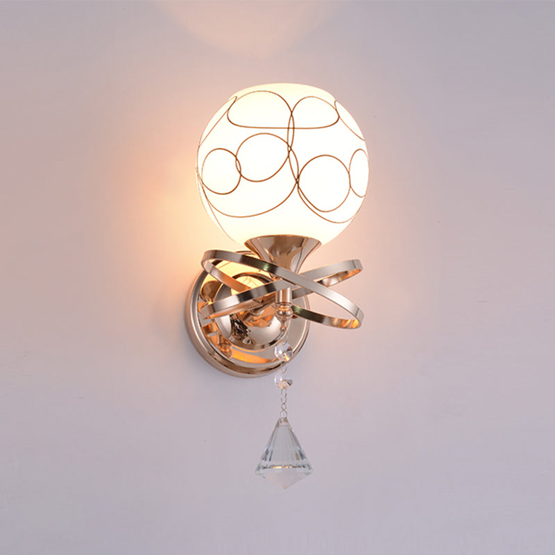 1-licht ronde wand SCONCE Moderne eenvoudige stijl glazen wandverlichting in zwart en goud