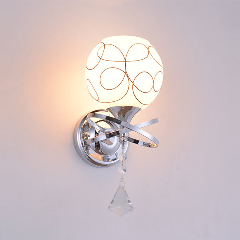 1-licht ronde wand SCONCE Moderne eenvoudige stijl glazen wandverlichting in zwart en goud