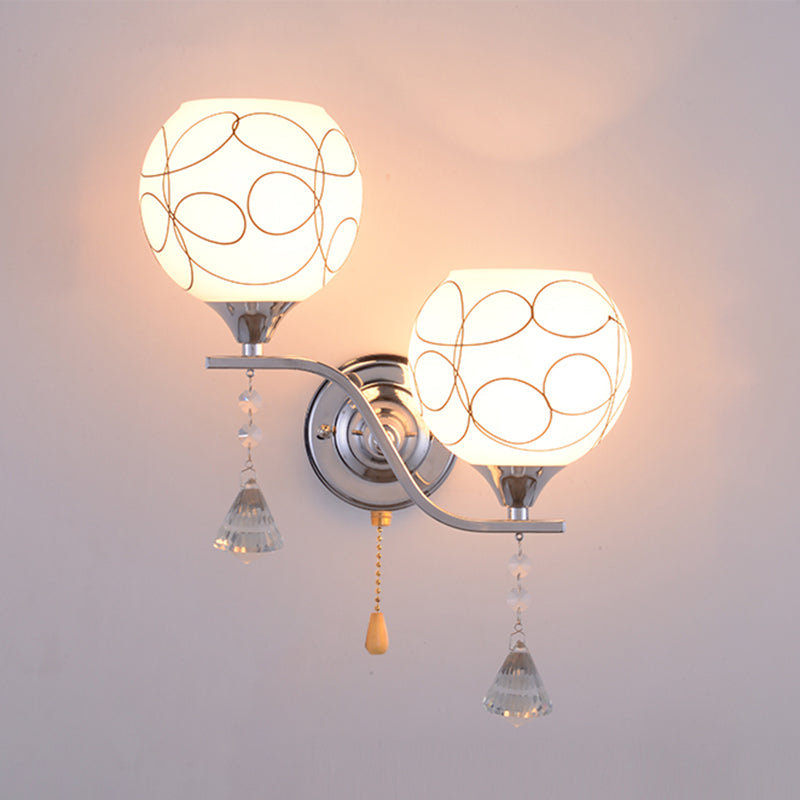 1-licht ronde wand SCONCE Moderne eenvoudige stijl glazen wandverlichting in zwart en goud