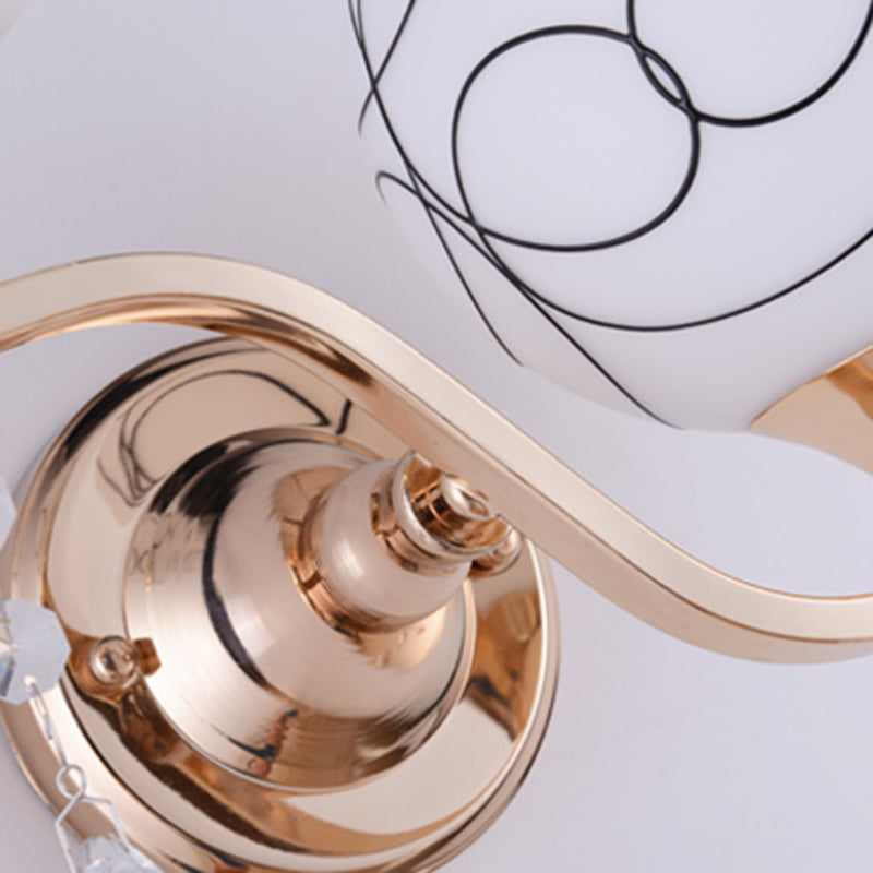 1-licht ronde wand SCONCE Moderne eenvoudige stijl glazen wandverlichting in zwart en goud