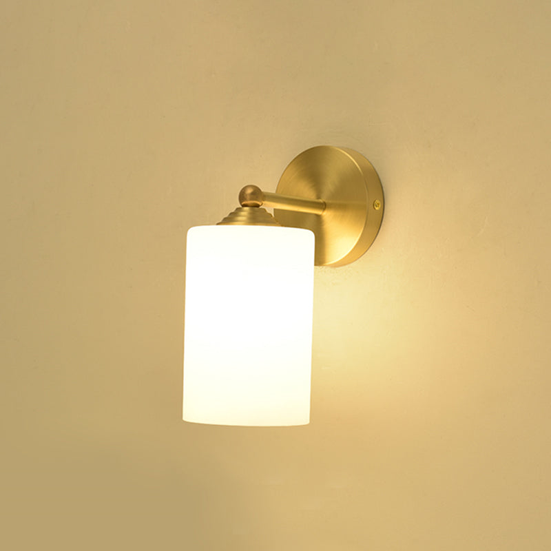 Modern Simple Style Geometric Shade Wall Sconce Metal and Glass 1 Light Sconces in Gold Finish