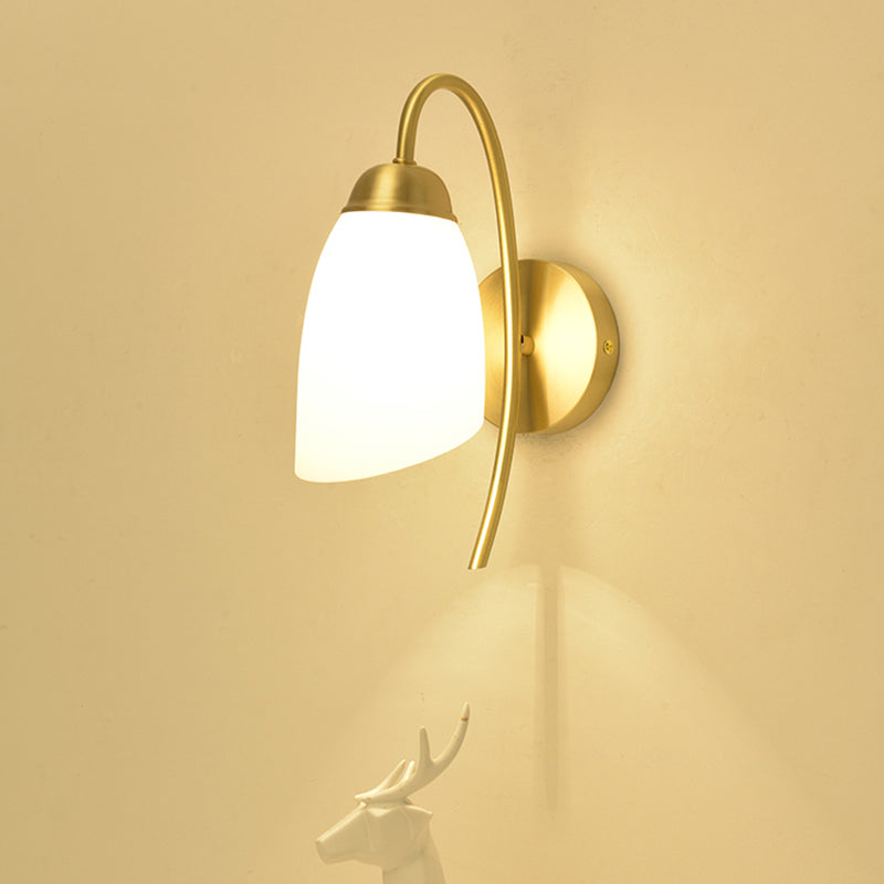 Modern Simple Style Geometric Shade Wall Sconce Metal and Glass 1 Light Sconces in Gold Finish