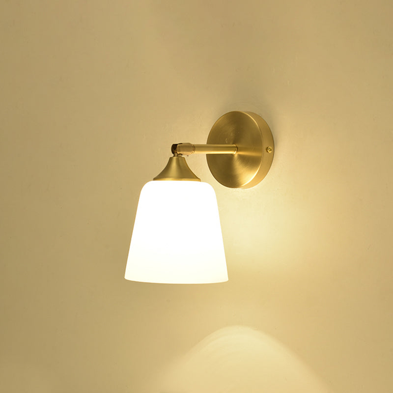 Modern Simple Style Geometric Shade Wall Sconce Metal and Glass 1 Light Sconces in Gold Finish