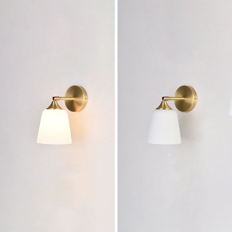Modern Simple Style Geometric Shade Wall Sconce Metal and Glass 1 Light Sconces in Gold Finish